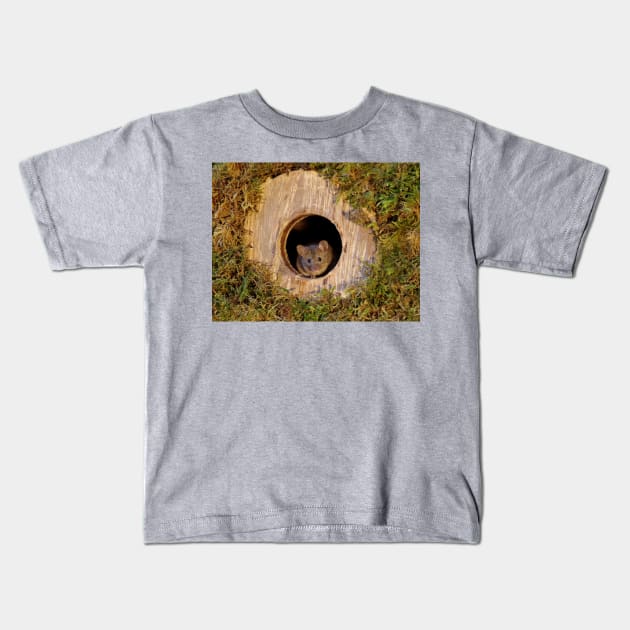 Mouse in a mossey hole Kids T-Shirt by Simon-dell